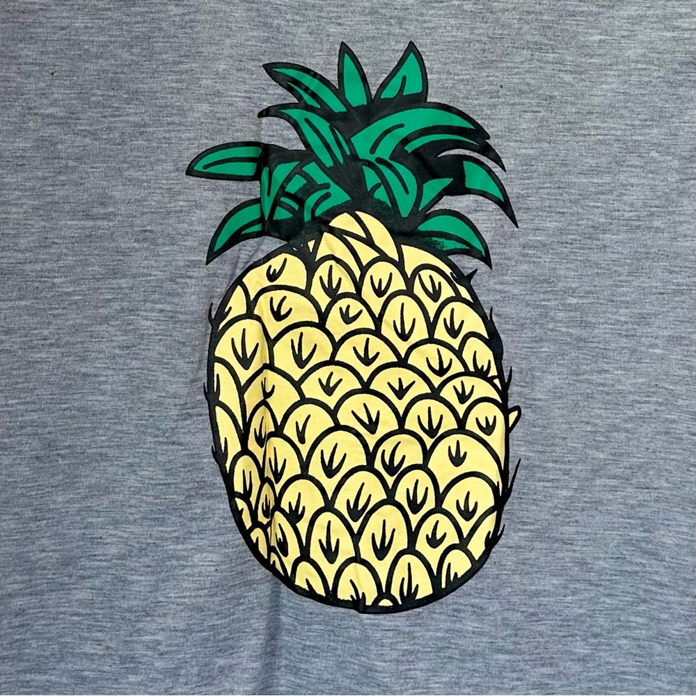 Gray Short Sleeved T-Shirt with Pineapple Graphic - Size: Medium - Picture 3 of 4